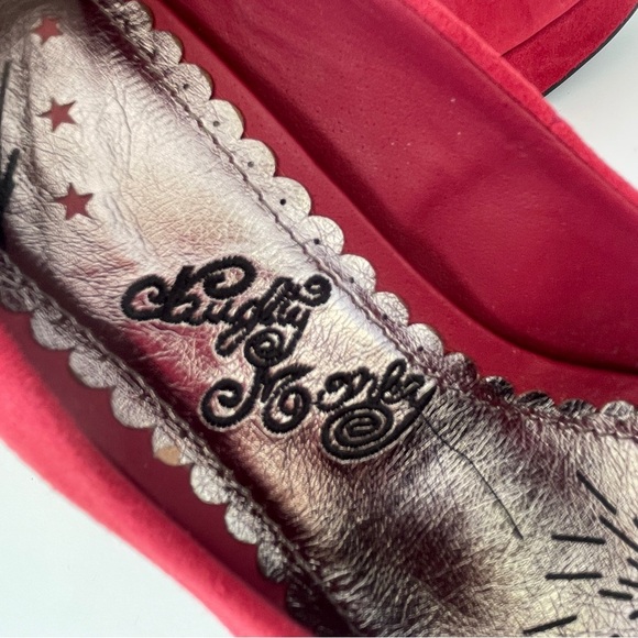 Naughty Monkey Red Suede Heels with Platform Sole - Picture 8 of 14